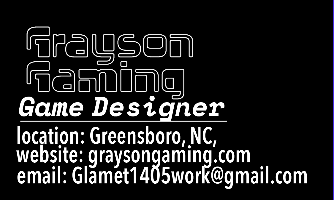 Grayson Gaming business card